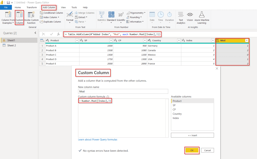 Power query add column with specific text