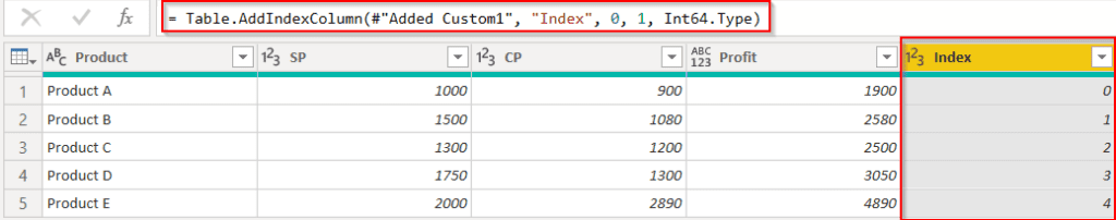 Power query add index column example