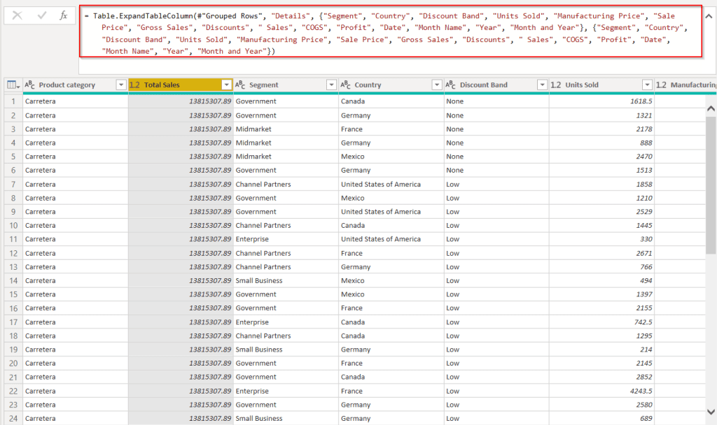 Power Query percentage of the total by category