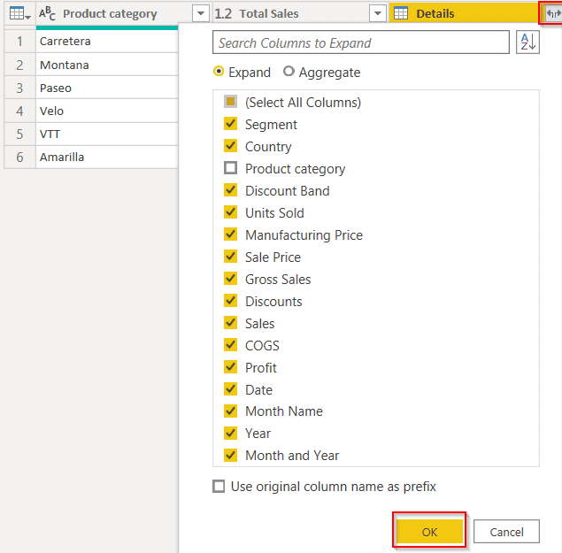 Power Query percentage of the total by category example