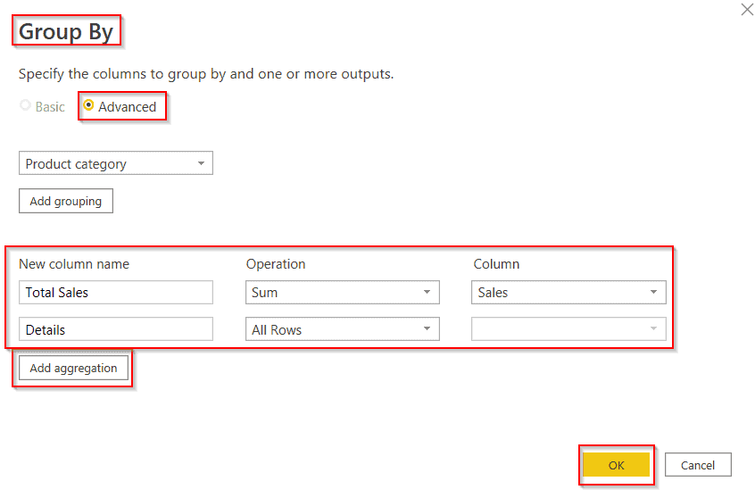 Power Query percentage of total by category example