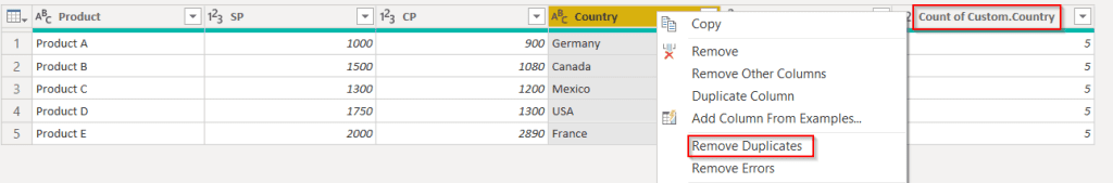 Power query remove duplicates