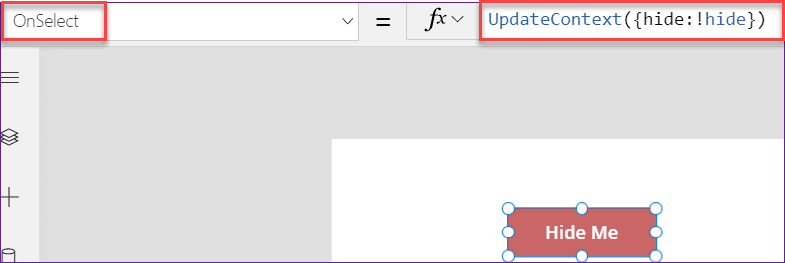 PowerApps button onselect change text