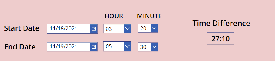 PowerApps calculate time difference