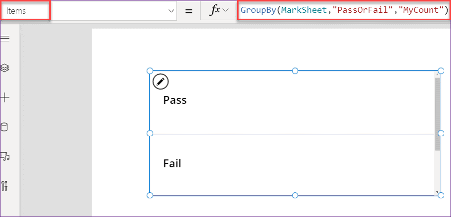 PowerApps chart counts