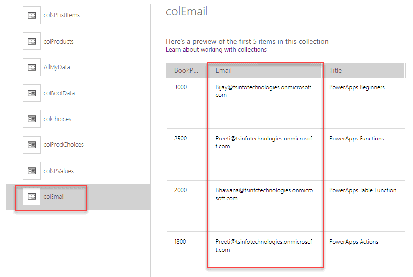 PowerApps collection SharePoint list person field