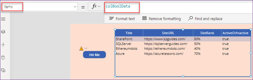 powerapps collections sharepoint list column filter