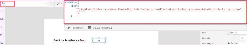 PowerApps count array