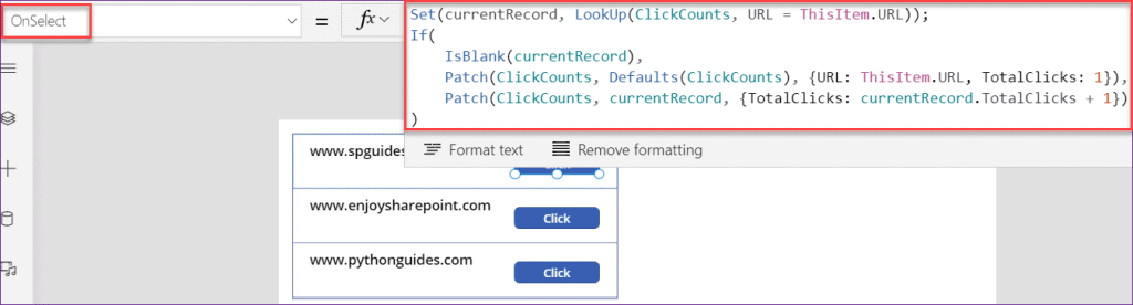 PowerApps count button click