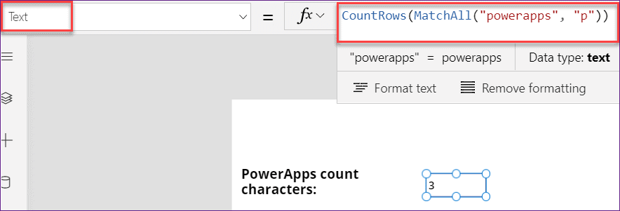 PowerApps count characters