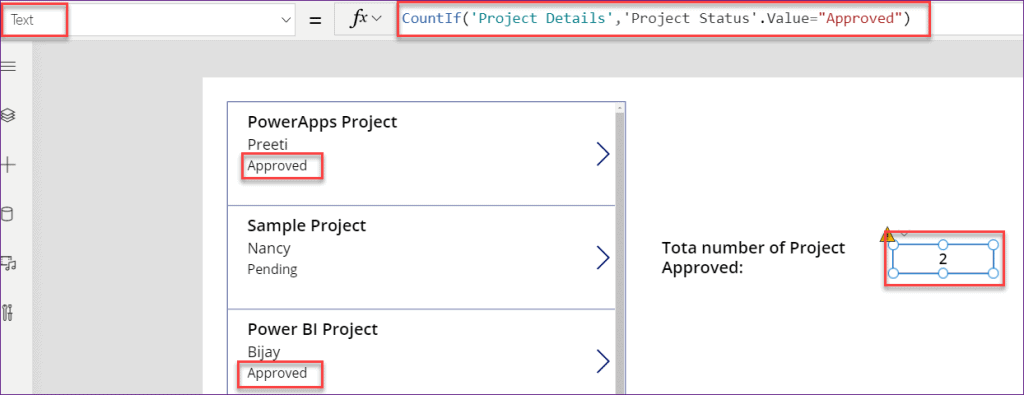 PowerApps count choice