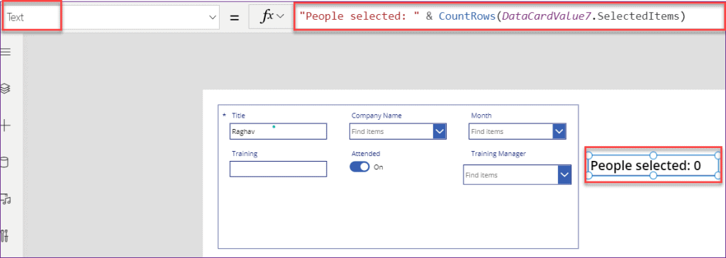 PowerApps count choice value