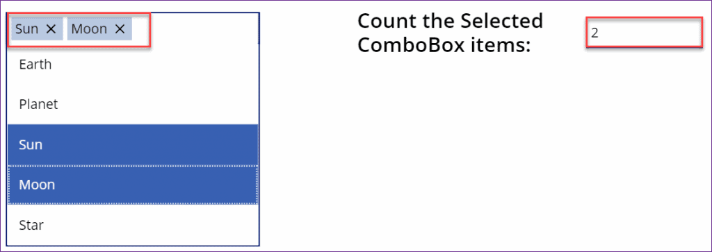 how to count PowerApps Combobox items