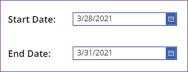 PowerApps count days between dates