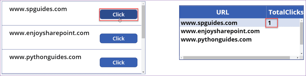 PowerApps count on button click