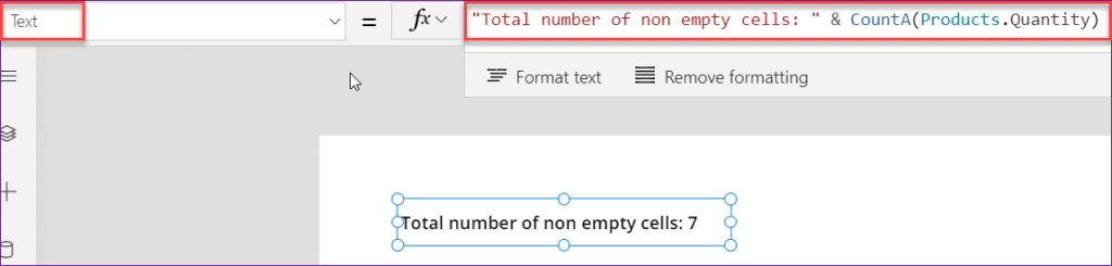 PowerApps CountA function