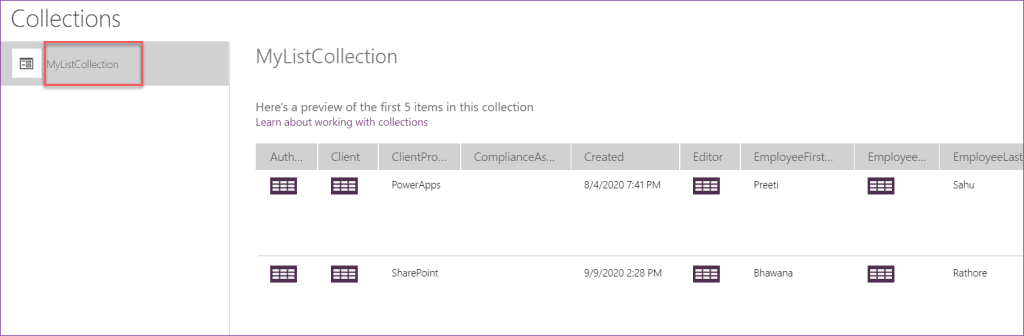 PowerApps countrows collection