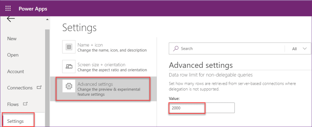 PowerApps countrows delegation sharepoint