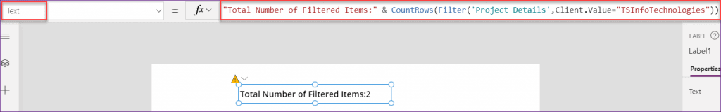 PowerApps countrows filter items