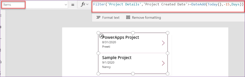 PowerApps create Date filter