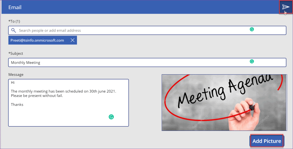 PowerApps email images