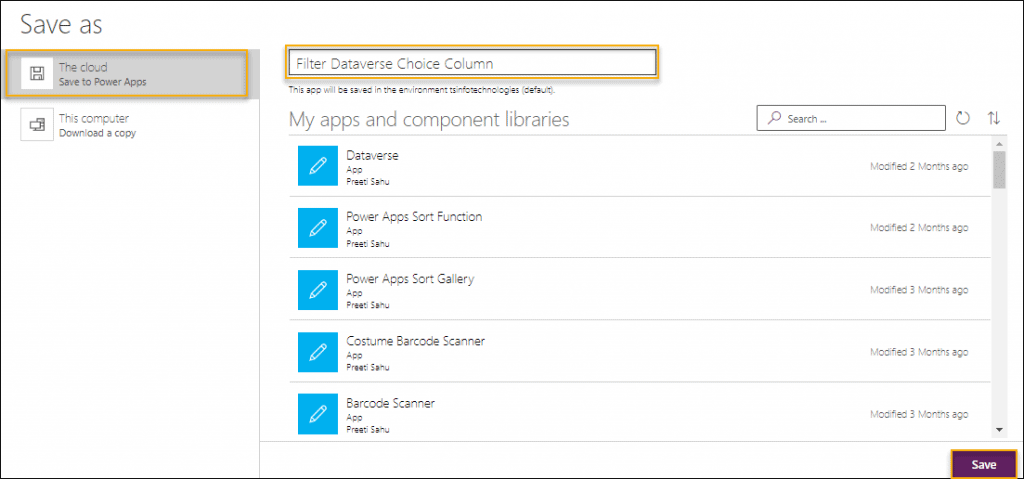 PowerApps filter dataverse choice column