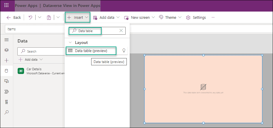 powerapps filter dataverse view