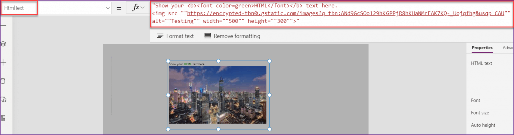 PowerApps html control image