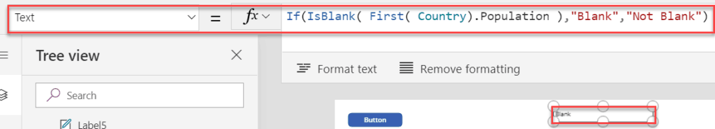 powerapps isblank