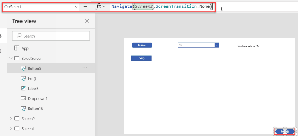 Powerapps functions Navigate()