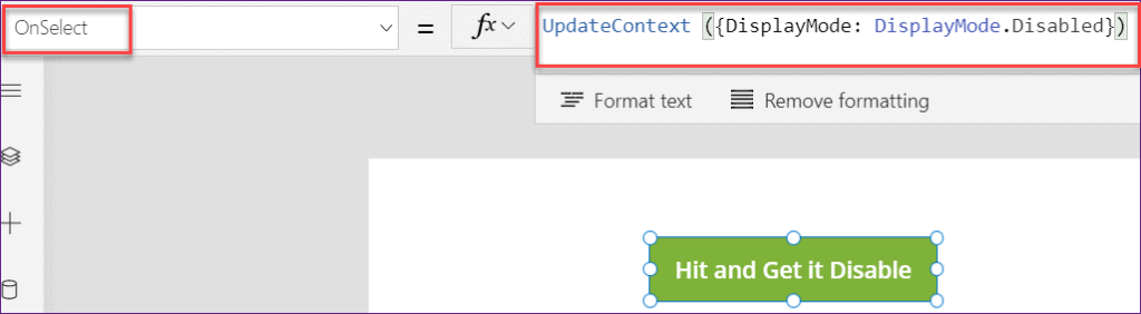 PowerApps onselect disable button