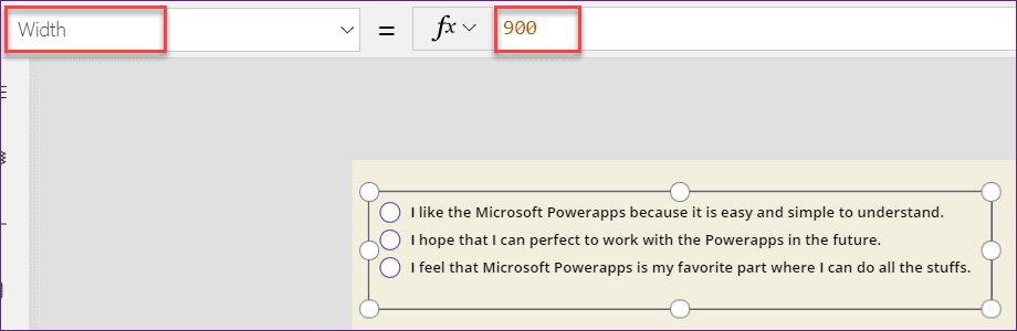 Powerapps Radio button control alignment