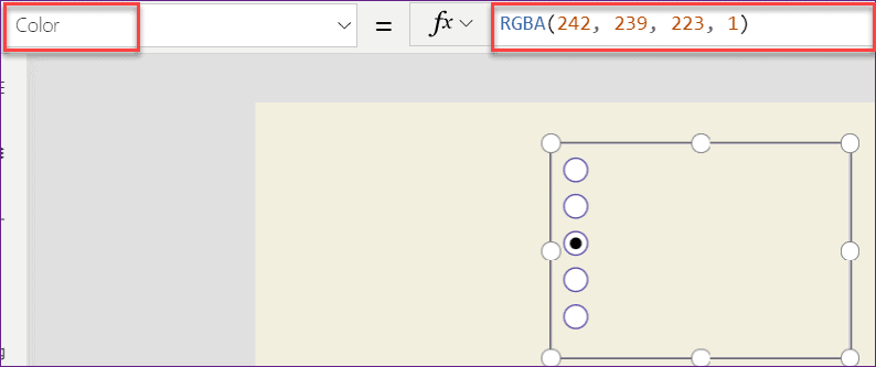 Powerapps Radio button control side by side