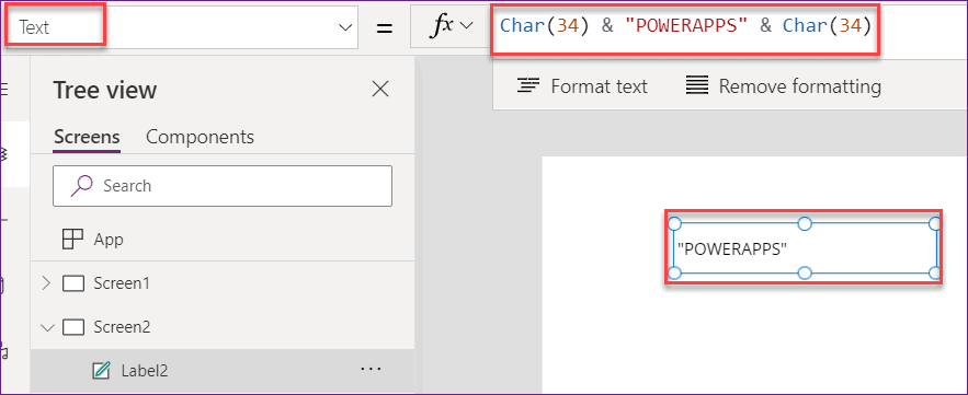 PowerApps replace double quote