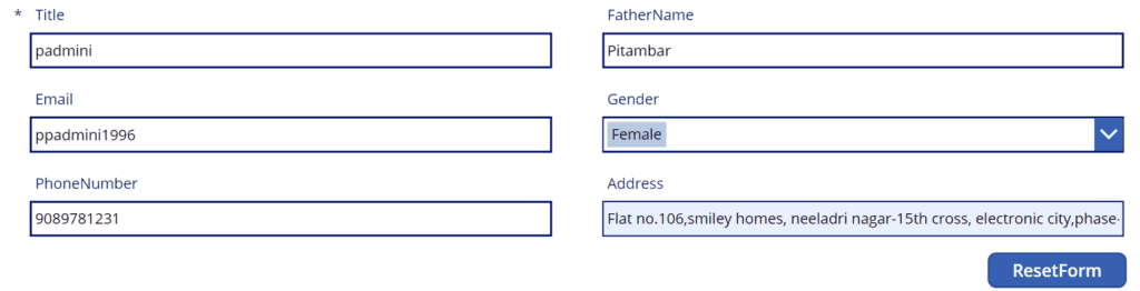 powerapps reset form