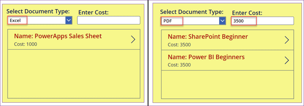 PowerApps search gallery text input