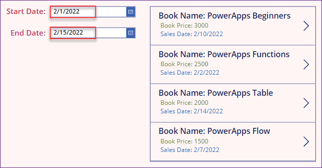 PowerApps Search records by a Date range