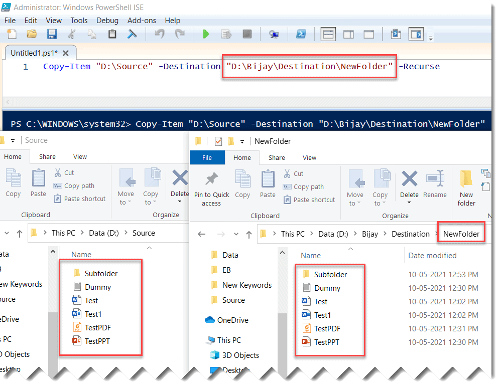 PowerShell Copy Item create folder