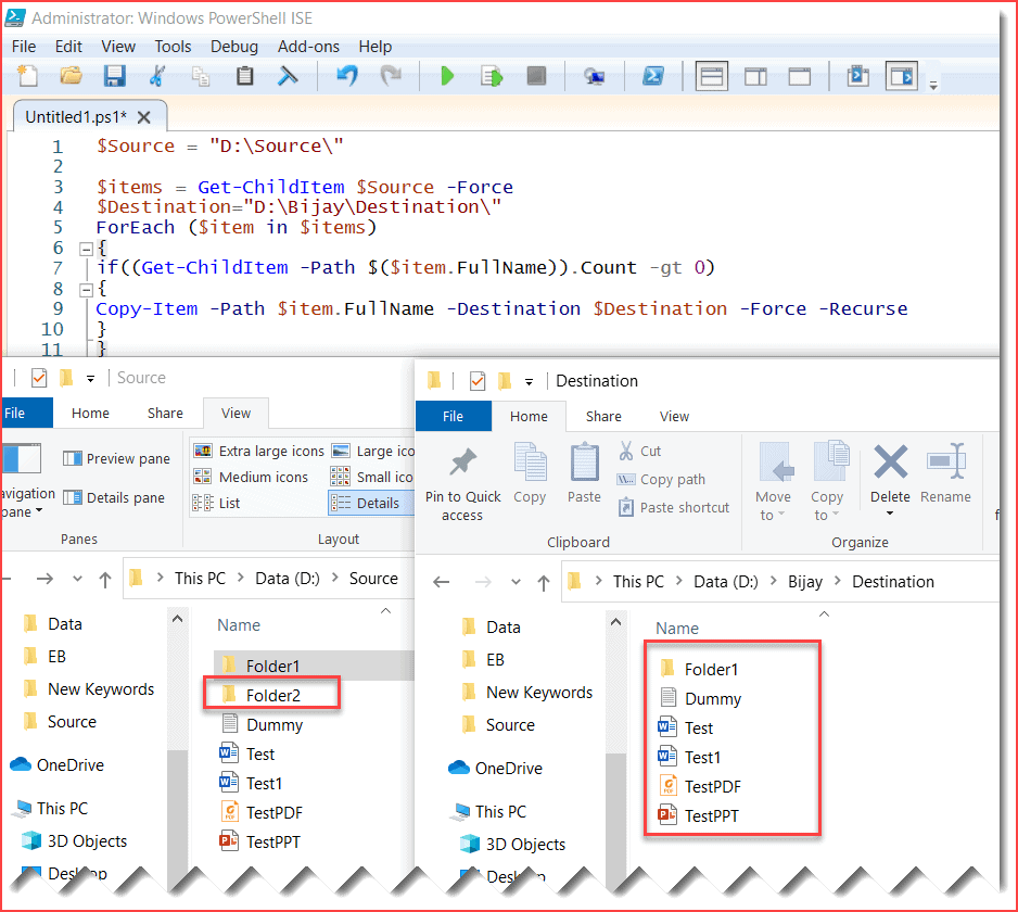 PowerShell copy-item exclude empty folders