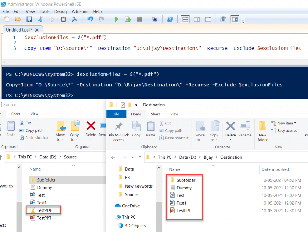 PowerShell copy-item exclude file types