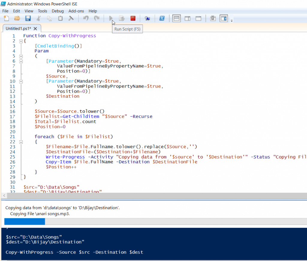 PowerShell copy-item progress