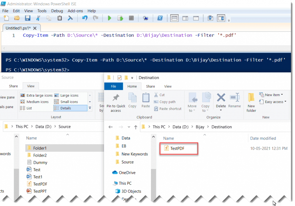 PowerShell copy specific file type