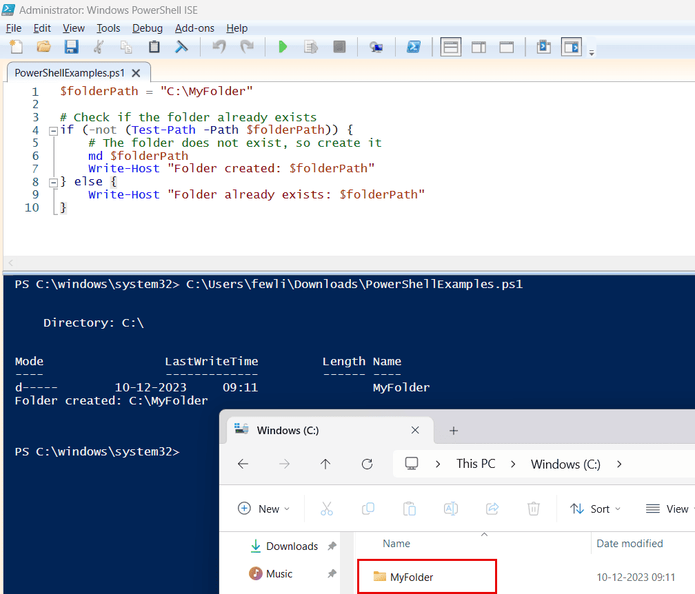 powershell create directory if not exists