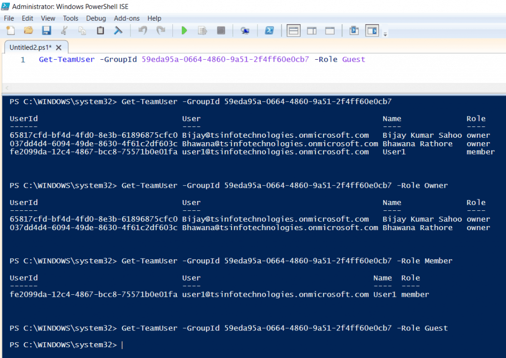 PowerShell get all teams users