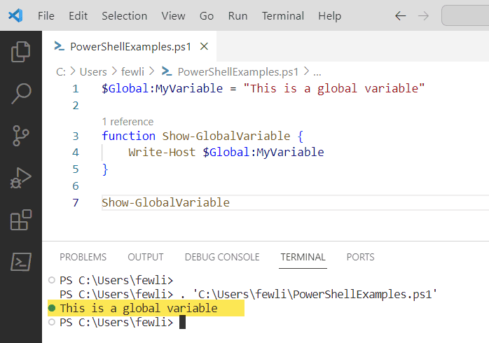 Powershell Global Variable