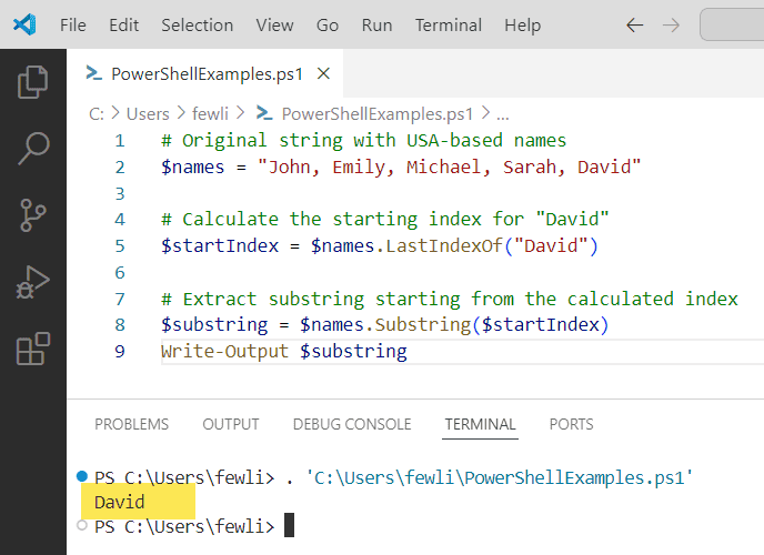 PowerShell Substring Example
