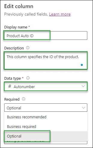 primary name column dataverse