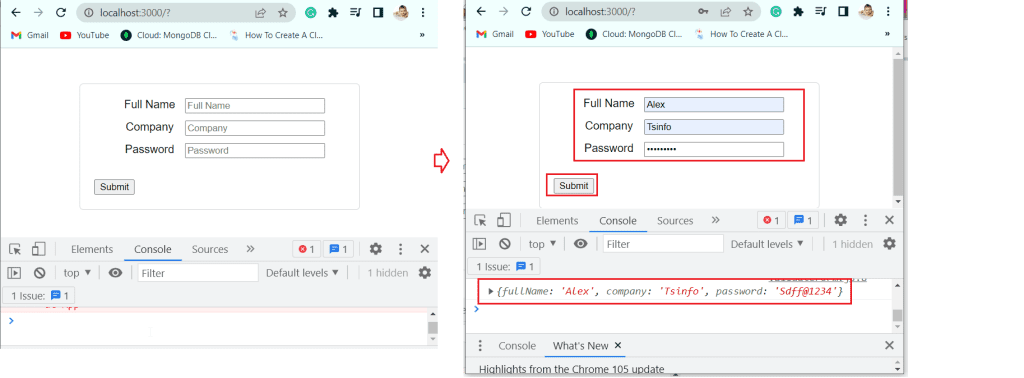 React form validation after submit