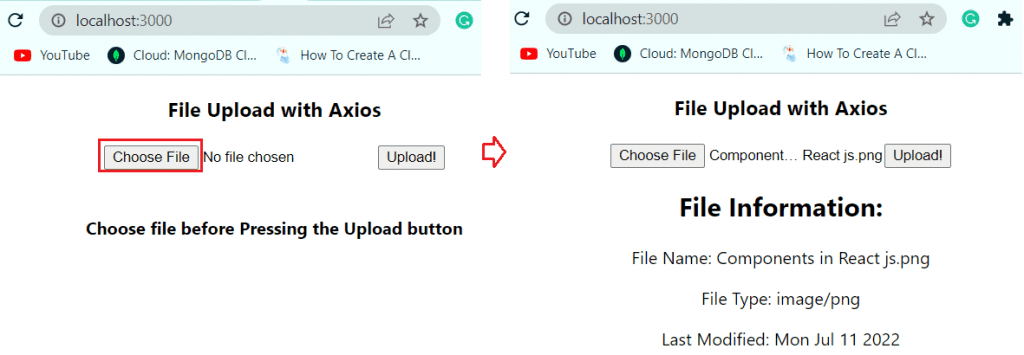 React js file upload example with Axios