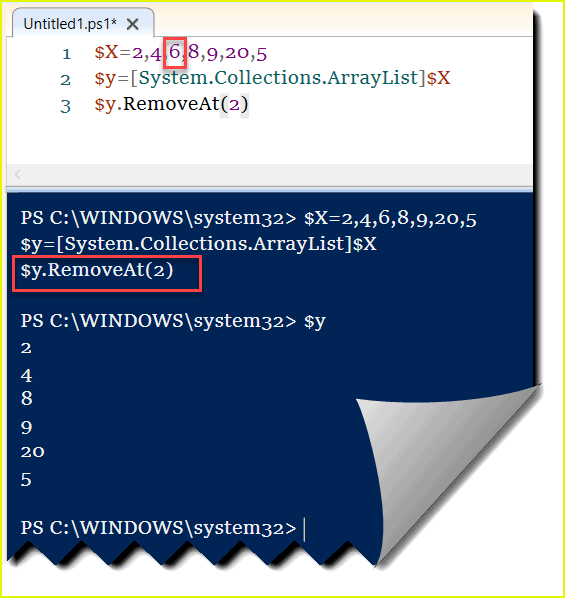 Remove element from PowerShell ArrayList